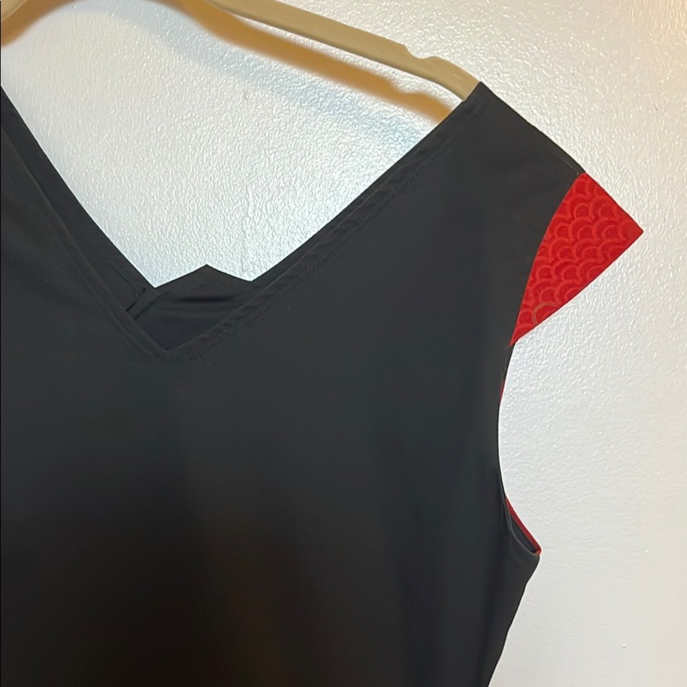 Stylish Black and Red Dress with Zipper Accents